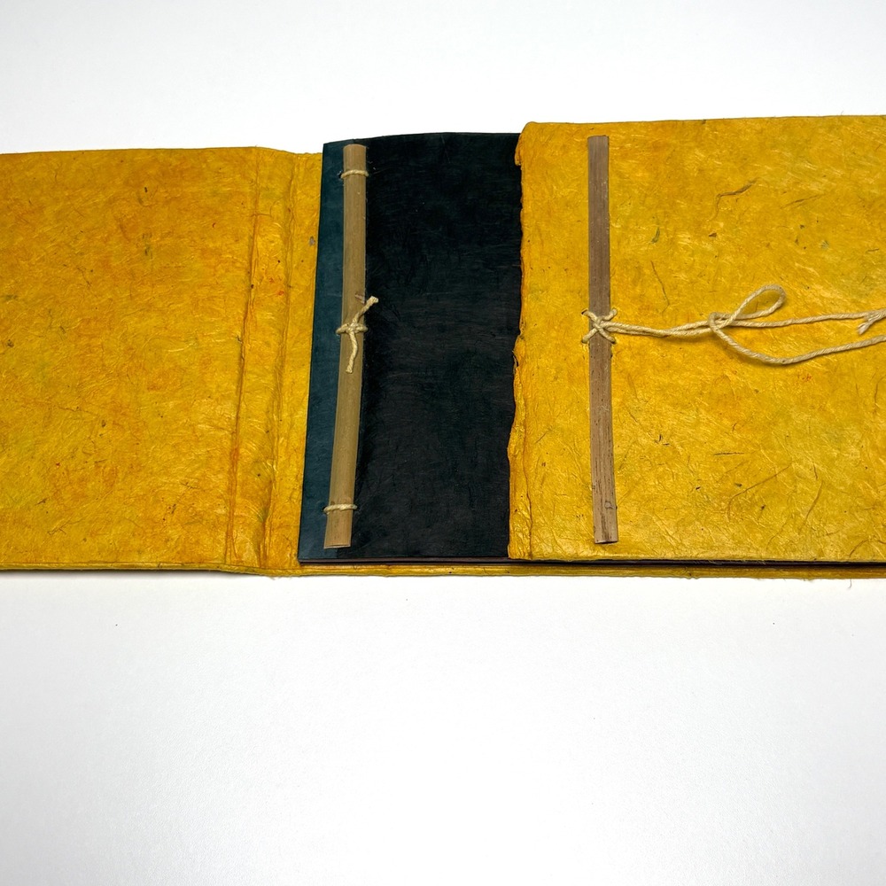 Handmade Journal 8.5"x6.5" recycled junk journal Paper Bamboo bound rustic Eco - Picture 2 of 9